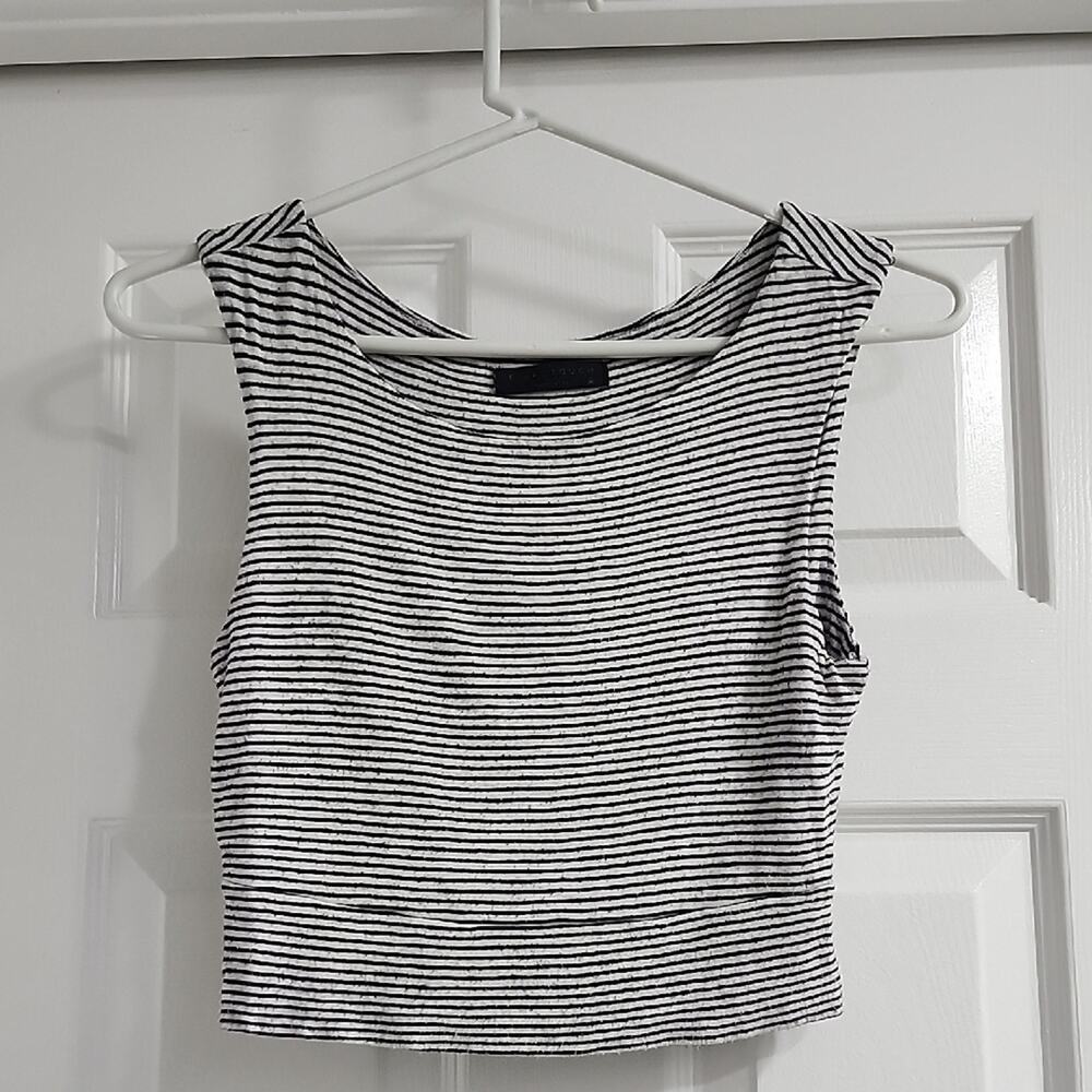 Final Touch Black and White Striped Tank Top